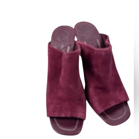 Tory Burch maroon burgundy Ellis stacked heel mule - Picture 3 of 6